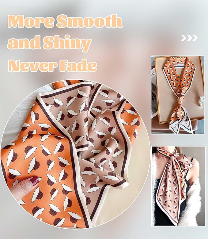 kcctoo 59" Mulberry Silk Like Head Scarf Women's Fashion Square Neck Satin Scarfs for Bag Hair Scarves Gift 59 * 5.9”