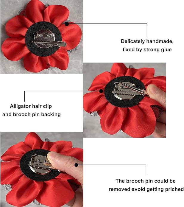 Women's Brooches 4pcs Rose Flower Hair Clip Flamenco Dancer Pin up Mexican Hair Flowers Clips Hairpin Brooch Tea Party Hats Headpieces