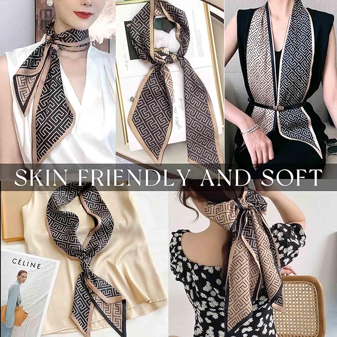 Dailyacc Hair Scarf for Women Fashion Silky Satin Headscarf Wrap Breathable Lightweight Neck Scarves For Handbag