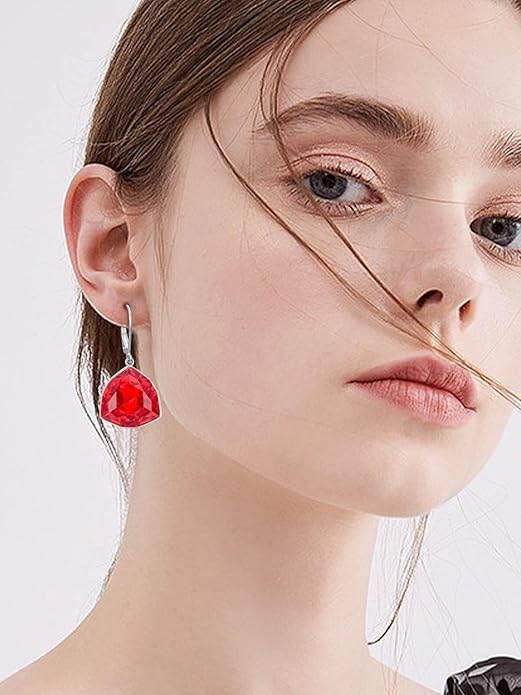 TOUPOP Leverback Earrings for Women Sterling Silver Simple Geometric Birthstone Dangle Drop Earrings Jewelry Christmas Valentine Mothers Day Birthday Gifts for Women Her Wife