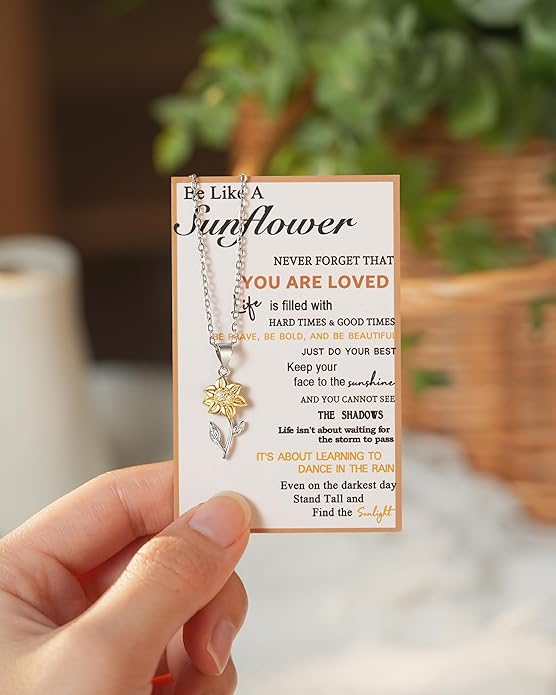 Tarsus Sunflower Necklace, You are My Sunshine, Sunflower Gifts Ideas for Women, Inspirational Gifts for Women Teen Girls Birthday Christmas Valentines Day