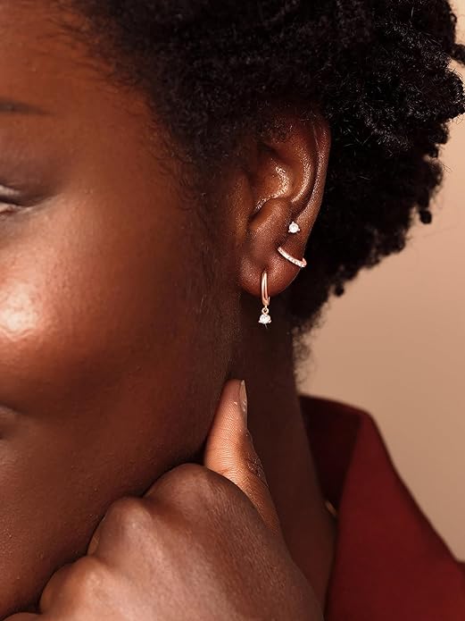 Freekiss 3 Pairs Gold Hoop Earrings Set: Dainty Stud Earrings Trendy Small 14K Gold Plated Hypoallergenic Dangle Cartilage Huggie Hoop Earrings for Women Gold Jewelry for Women Gifts