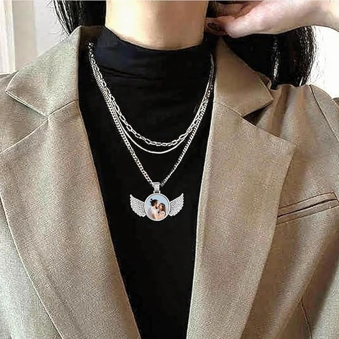 CLYLIFE Picture Necklace Personalized Photo,Custom Disc/Heart Pendant for Men Women Dad Mom Customized Necklace with Chain Photos Memorial Gifts for Mother's Day, Birthday, Anniversary