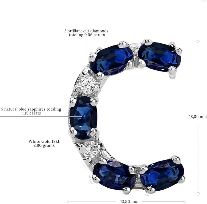 Albert Hern Blue Sapphire Initial Necklace With Diamonds & 18K Gold Chain | Irresistible Letter Pendants Jewelry | Perfect Valentine’s Day, Anniversary & Birthday Gift