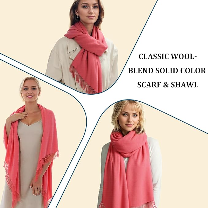 Temminc Winter Scarf for Women - Soft Warm Pashmina Shawl Wrap, Lightweight Fashion Blanket Travel Shawl, Solid Color Scarf