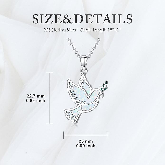 Dove/Hummingbird/Red Cardinal Necklace 925 Sterling Silver Turquoise/Opal/MoonStone/Malachite Bird Necklace Dove Pendant Jewelry for Women Men