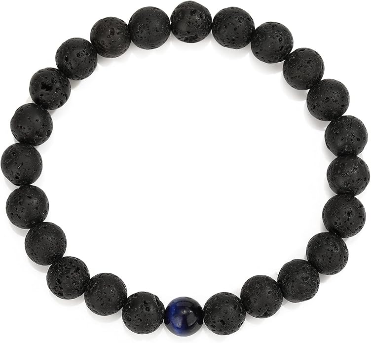MengPa Mens Beaded Bracelets Couples Matching Bracelet Set Lava Rock Beads for Women Stone Jewelry