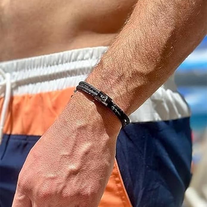 Rowdy Parrot The Driftwood FlexTech Adjustable Silicone Rope Bracelet: Waterproof, Sweatproof, Sunproof, Minimalist Surf, Golf Jewelry for Men - One Size Fits All