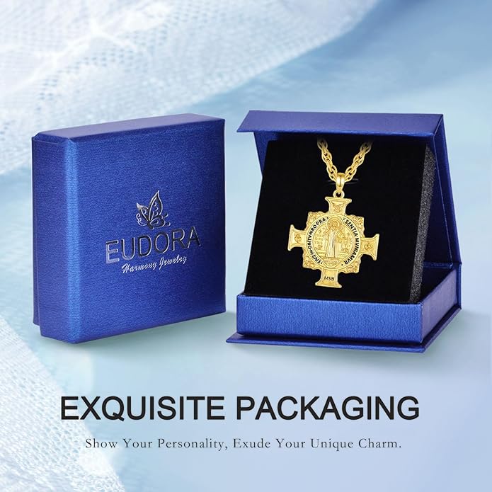 EUDORA 925 Sterling Silver St Christopher/St Benedict/St Michael/Virgin Mary/San Judas Tadeo/Good Shepherd Cross/Archangel Necklace Medal Pendant Protection Religious Amulet Jewelry For Men Women