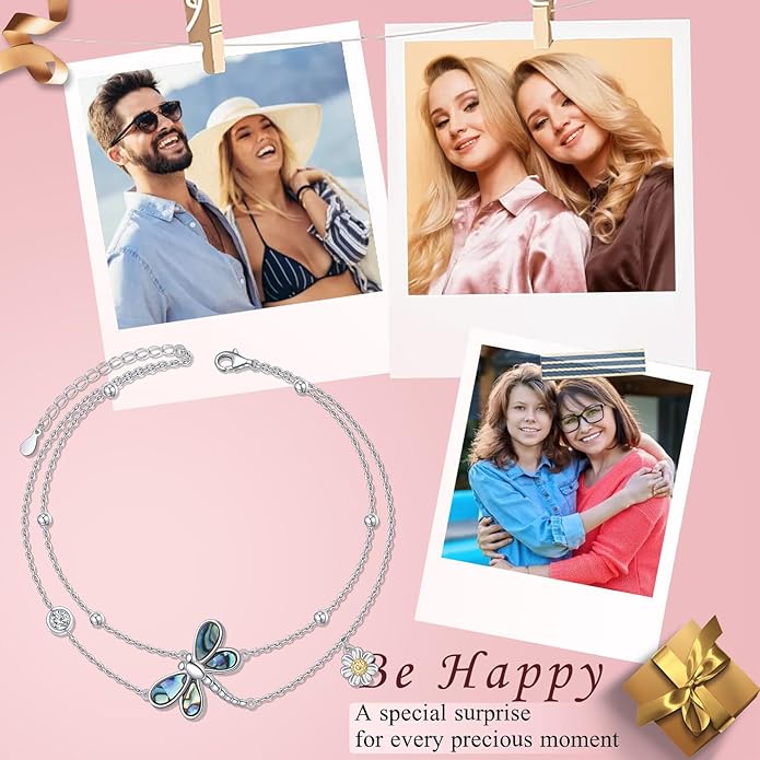 925 Sterling Silver Dragonfly Anklet Dragonfly Bracelet Jewelry for Women