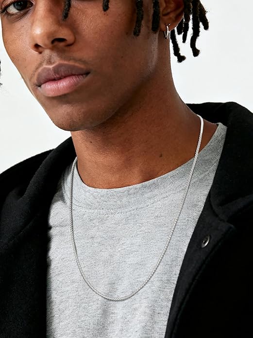 Richsteel Stainless Steel Mens Flat Link Chain Necklace, Black/Gold/Steel Chain for men, 2mm/4mm/6mm Width, No Tarnish & Hypoallergenic Hip Hop Jewelry, 18"-30" Length