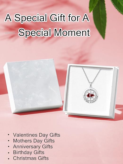 Compass Birthstones Necklace for Women, Exquisite Anniversary Birthday Gifts for Wife Her Double Birthstone Pendant jewelry ‘I'd be Lost Without You’