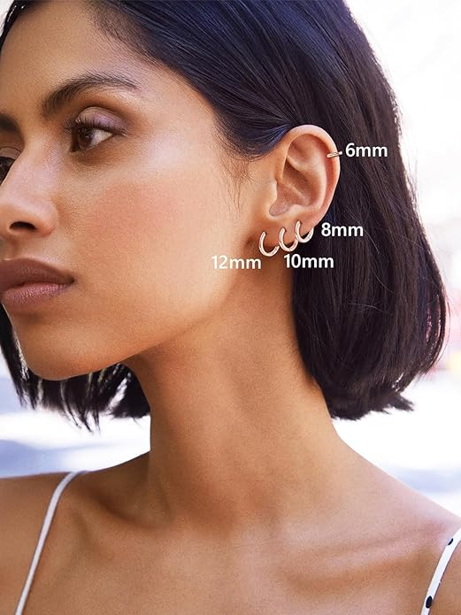 Silvora 925 Sterling Silver Small Hoop Earrings for Women Huggie Earrings Hypoallergenic Cartilage Earrings Tiny Hoops 6mm/8mm/10mm/12mm/14mm/16mm/18mm/20mm