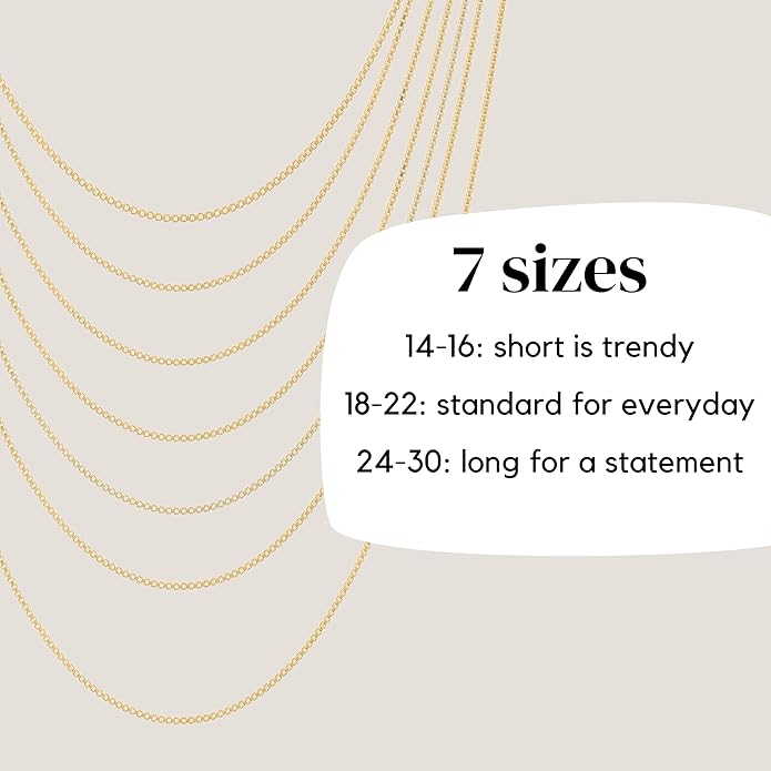 KISPER Italian 18K Gold Plated 925 Sterling Silver Diamond Cut Box Link Chain Necklace – for Women & Men with Spring Ring Clasp – Made in Italy