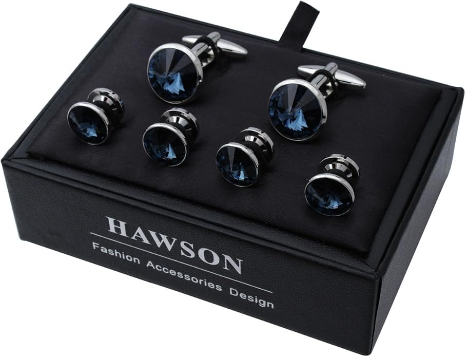 HAWSON Cufflinks for Men with 4/6 pcs Shirt Studs Set, Gift Box Packed, Mens Jewelry or Accessories for Wedding, Party, Anniversary, Birthday