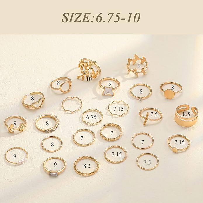 iF YOU 25 Pcs Gold Knuckle Ring Set for Women, Chunky Stackable Finger Midi Rings, Silver Simple Stacking Cute Rings Pack Trendy Stuff Jewelry Gift
