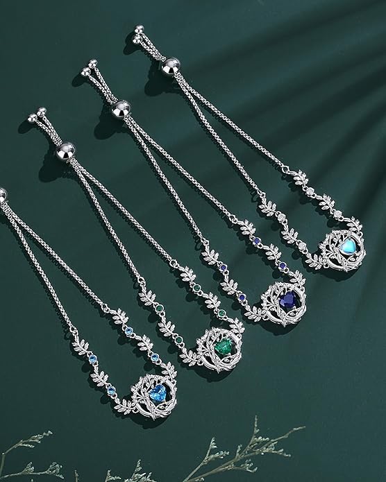 FANCIME Tree of life Birthstone Bracelet for Women Sterling Silver Tree Jewelry Birthstone Charm Bracelet Gemstone Anniversary Birthday Christmas Gifts for Wife Mom Her