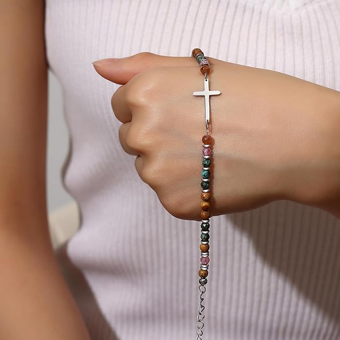 TONY & SANDY Christian Cross Bracelet for Women, Stocking Stuffers for Women, Confirmation Baptism Easter Gifts, Unique Gift for Friends Daughter Mom Sister in Christ on Birthday Christmas