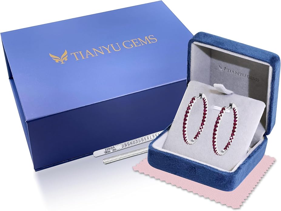 Moissanite Hoop Earrings for Women, S925 Sterling Silver, 18K White Gold Plated, D Color VVS1