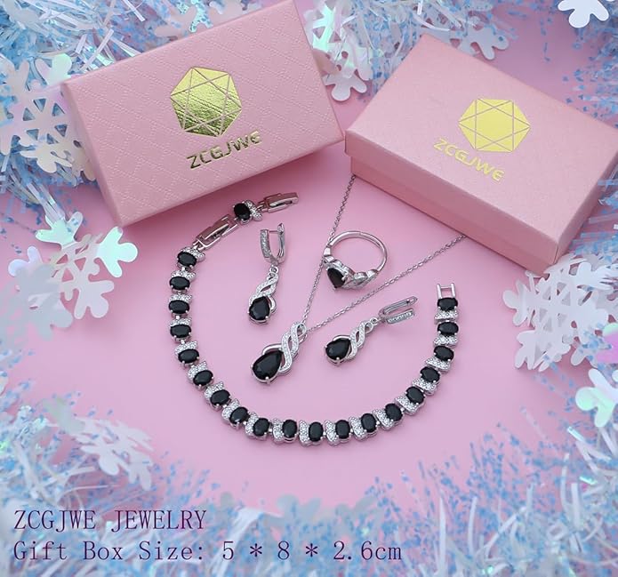ZCGJWE Wedding Jewelry Set for Women Gem Necklace Earrings Bracelet Luxury Jewelry Set Birthday Valentine's Day Mother's Day Christmas Prom Jewelry Gift
