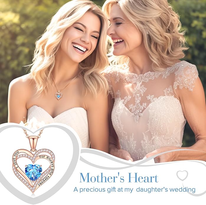 Vakki Birthstone Jewelry for Women Pendant Necklace 925 Sterling Silver Heart Necklace Birthday Gifts for Wife Daughter Girlfriend