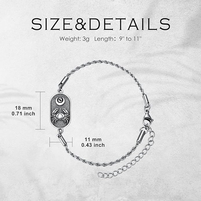 SIMONLY Zodiac Bracelet 925 Sterling Silver Constellation Anklet Horoscope Zodiac Jewelry Christmas Birthday Astrology Gifts for Women Men Unisex
