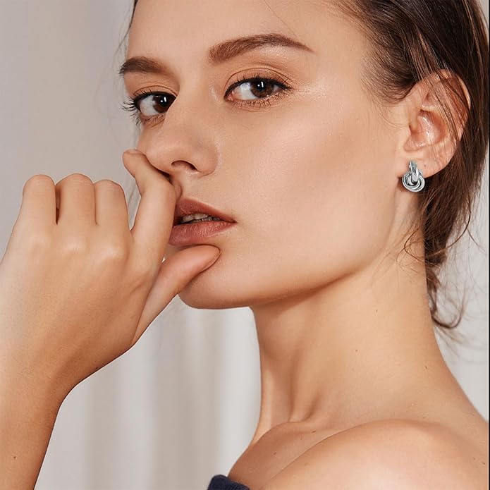 14K Gold Plated Knot Earrings for Women Gold Silver Earrings Heart Link Drop Dangle Earring Chunky Golden Knotted Statement Jewelry