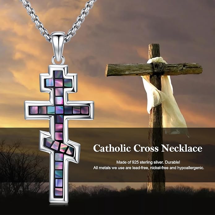 Cross Necklace for Men 925 Sterling Silver Celtic Cross Pendant Christian Jewelry Religious Christmas Gifts for Women