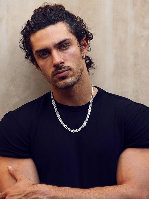Bestyle Barbed Wire Necklace 5/7/9/12mm Mens Chain Necklaces Hip-hop Punk Gothic Stainless Steel Chain Heavy Thick Cuban Link Chain for Men Women, Length 16/18/20 Inch