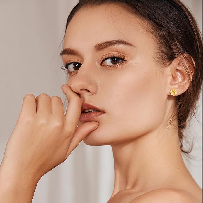14K Gold Plated Knot Earrings for Women Gold Silver Earrings Heart Link Drop Dangle Earring Chunky Golden Knotted Statement Jewelry