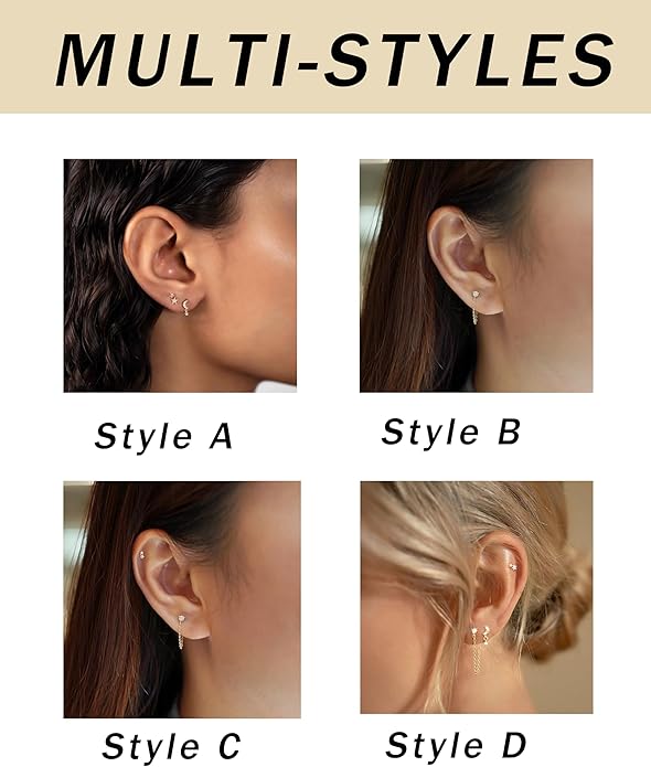 Gold Ear Cuffs Earrings for Women Non Piercing - Clip on Cartilage Earrings Dainty 14K Gold Sterling Silver Plated Cubic Zirconia Huggie Hoop Earring for Women No Tarnish Trendy Jewelry Set