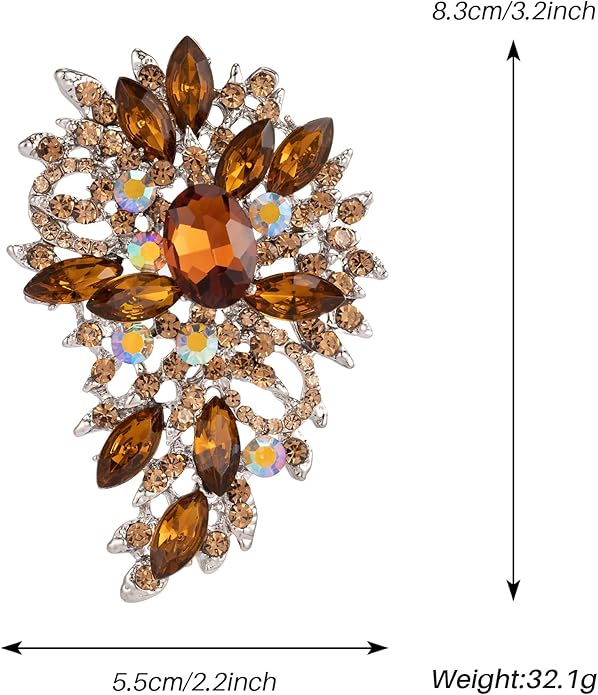 SELOVO Women's Rhinestone Crystal Wedding Flower Leaf Sparkle Brooch Pin