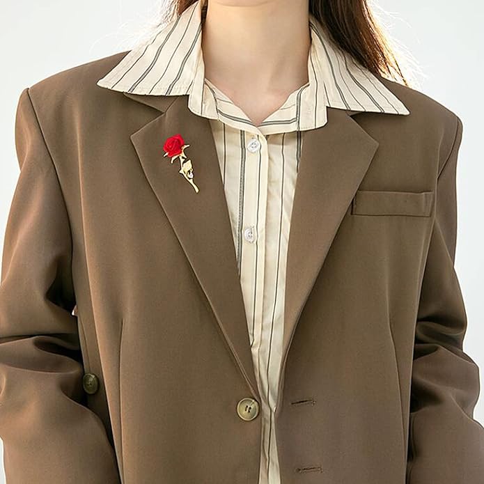 Floral Elegant Red Rose Shape Brooch Pin for Women Mothers Day Accessory