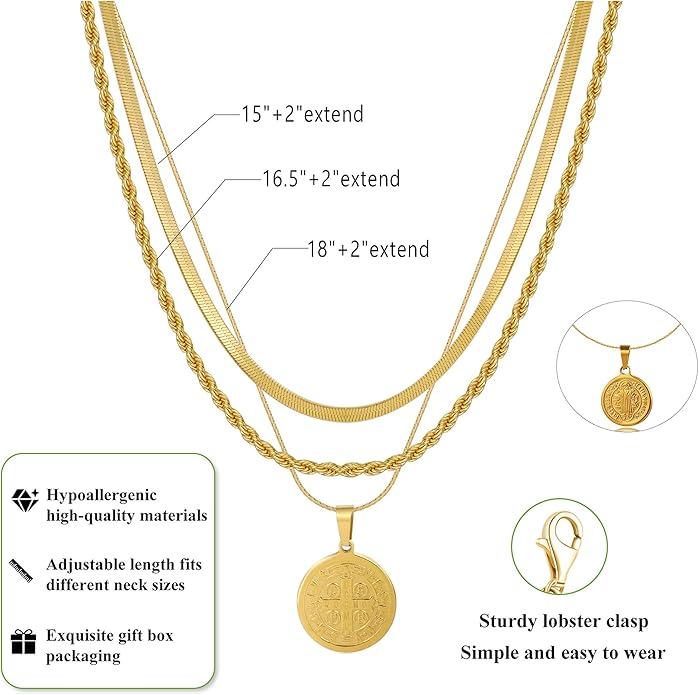 Gold/Silver Layered Necklaces for Women,Dainty 14k Gold Plated Stackable Choker Necklaces for Women,Trendy Layering Coin Chain Pendant Jewelry Set Gifts