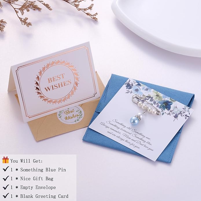 Ralukiia Something Blue Charm Gift for Bride from Mom and Dad, Blue Bridal Bouquet Charm, Daughter Wedding Gifts from Parents, Bridal Shower Gift