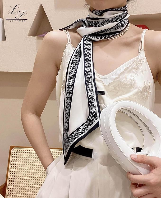 Hioyiwse Head Scarf Hair Neck Scarves For Women Purse Bag Scarfs For Handbags Silky Long Thin Satin Headscarf Fashion