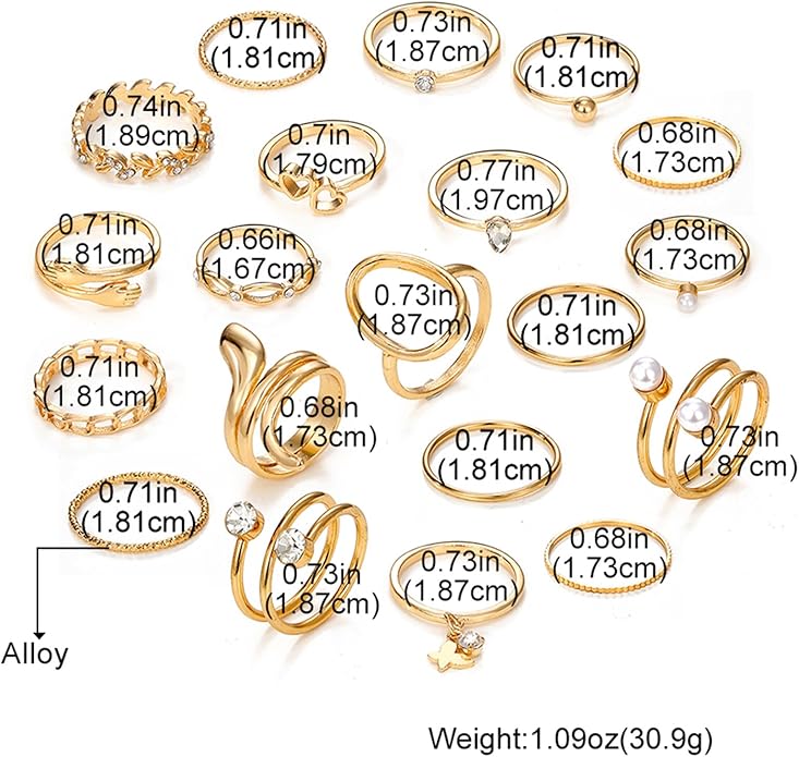 IFKM Gold Knuckle Rings Set For Women Vintage Stackable Joint Finger Midi Rings Dainty Cubic Zirconia Crystal Simple Twist Hollow Cute Rings Pack Jewelry Gift