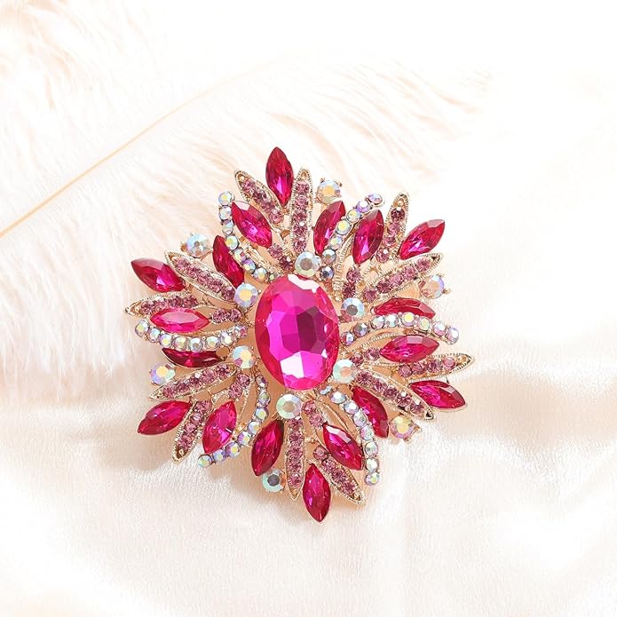 YOQUCOL Sunflower Shape Crystal Big Large Heavy Brooch Pin Rhinestone Scarf Decoration Corsage Cloth Pin for Women Girls