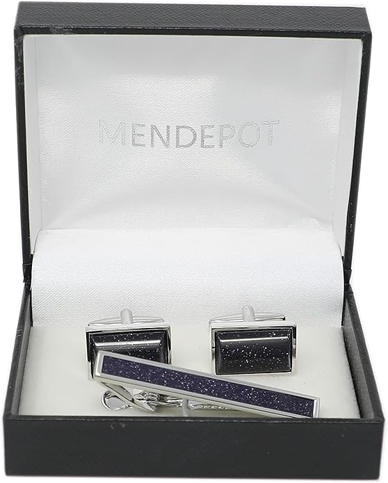 MENDEPOT Cufflinks And Tie Clip Set Men Wedding Accessory Gift Father's Day Birthday Cuff Links Tie Bar