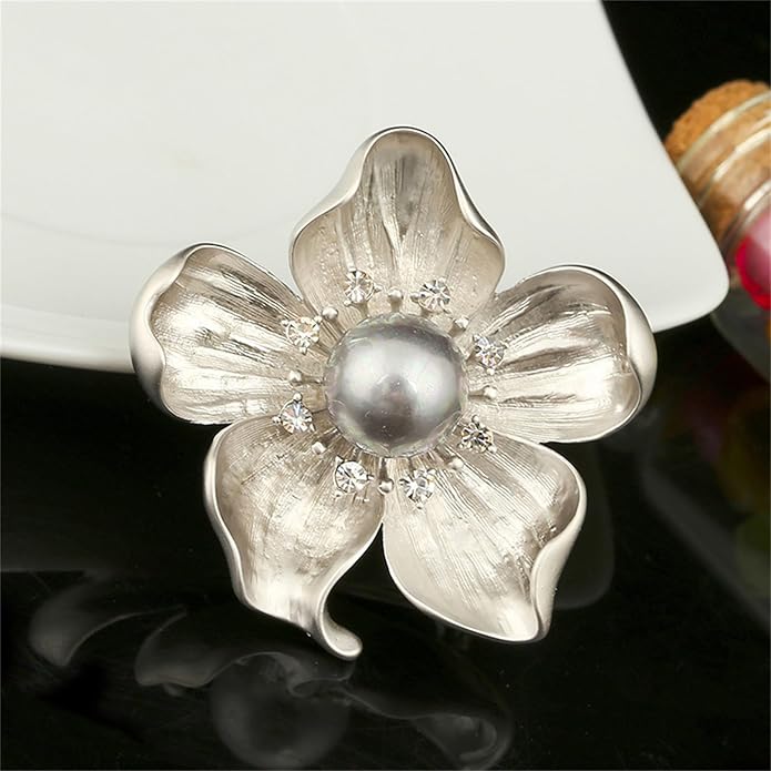 WCRAZYE Yellow Flower White Pearl Brooch for Women Girls - Gold Autumn Flower Pins for Mother, Wife, GF - Wedding, Bridal, Bouquet, Party Charm - Christmas, Valentine's Day