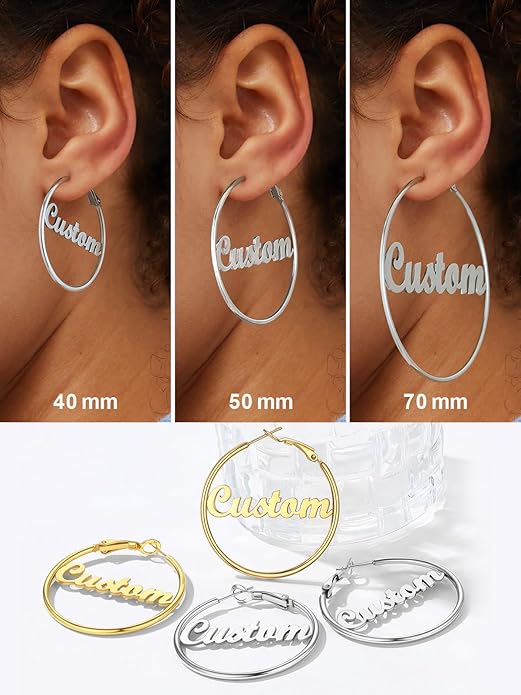 FOCALOOK 14K Gold Plated Lightweight Large Hoops| 2mm Thin Hoop Earrings for Women 30/40/50/70/100mm