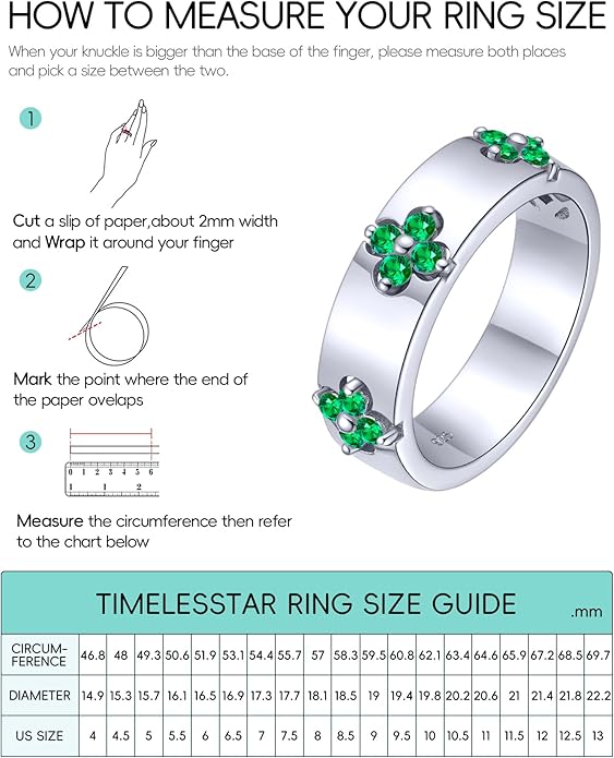 Premium Emerald&Moissanite Clover Rings for Lucky Women|Moissanite D Color VVS1 Clarity 3EX Cut|925 Sterling Silver 14K Gold Plated Non Tarnish