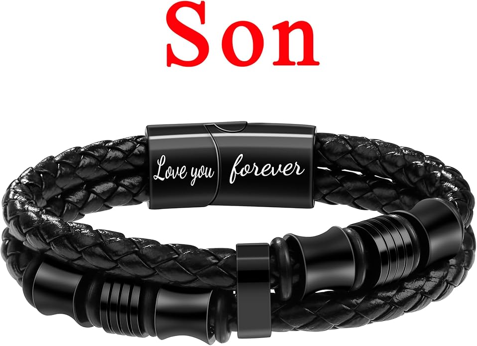 ππ’ππ ππ¨π« πππ§ Braided πππππ‘ππ« ππ«ππππ₯ππ for Men Dad Husband Boyfriend Son Grandson Brother Stainless Steel Clasp Engraved with Love You Forever Jewelry Birthday Gift 7.5 8.5 9 Inch
