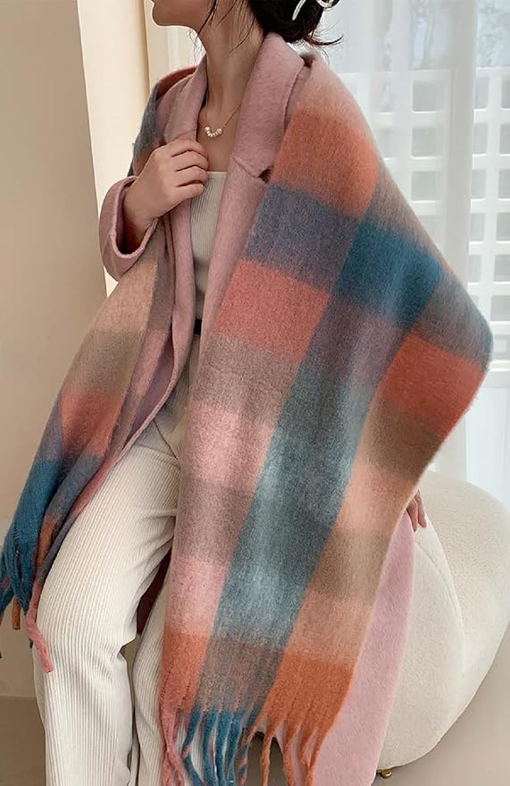 Wander Agio Winter Women Warm Scarf Long Shawl Large Scarves Cold Weather Thick Blanket Scarfs Colorful Plaid