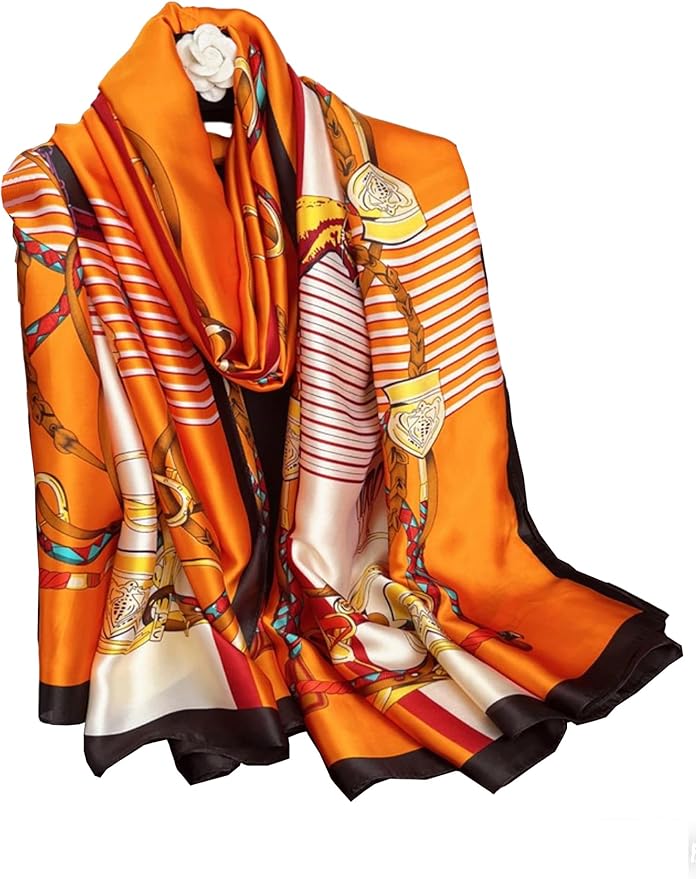 Clysoru Silk Scarf For Women Hair Scarves Lightweight Satin Elegant Shawl Wraps Bufanda Mujer Fashion Accessories 70.8"X35.4"