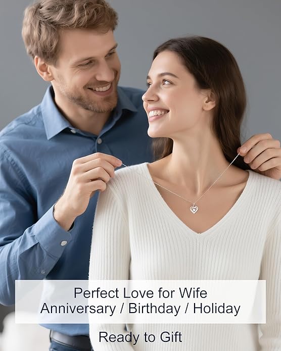 ForeverLove Heart Necklaces for Women, 1-3 Carat Moissanite Necklace Engraved 'I LOVE YOU', Wedding Anniversary Birthday Christmas Valentines Engagements Mothers Day Jewelry Gifts for Mom Wife Her Girlfriend