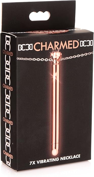 Charmed Silver 7X Vibrating Y Necklace for Women, Sexy Silver Bar Pendant with Chain Necklace, Rechargeable 2-in-1 Necklace Jewelry with Rhinestones