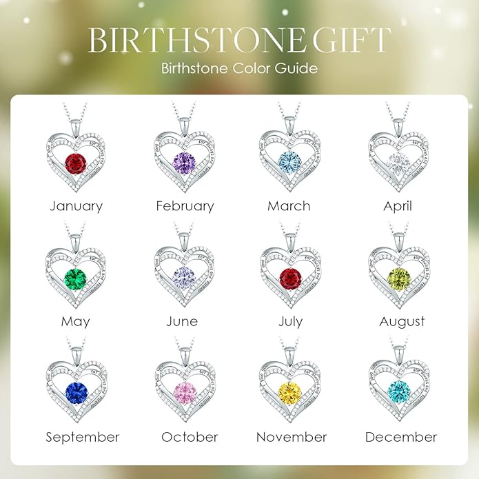 CDE Forever Love Heart Necklaces for Women, Wedding Anniversary, Birthday Mothers Day Gifts for Mom, Mother, Wife, Girlfriend, S925 Silver Jewelry with Birthstone Pendant