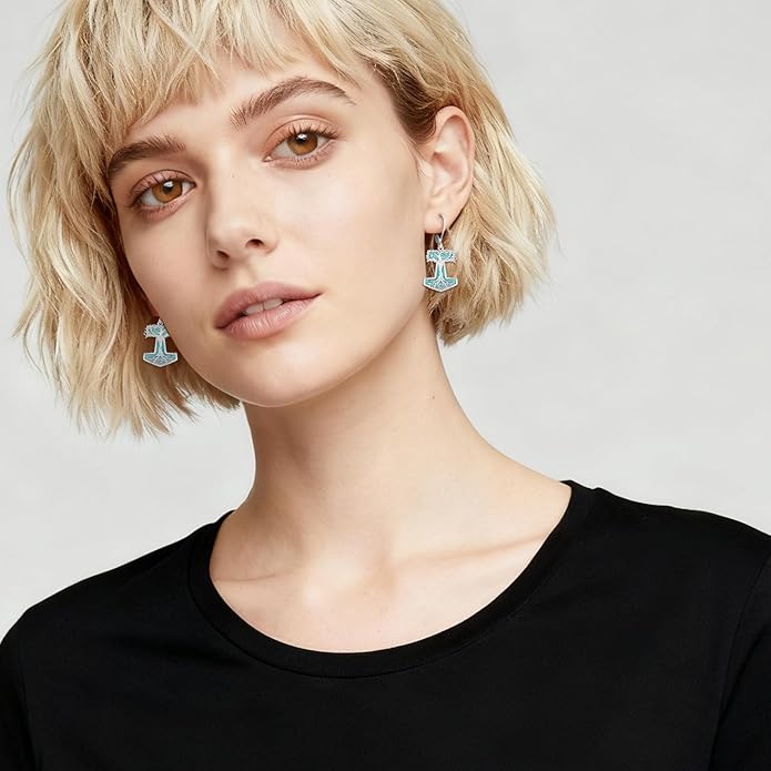 Eusense Sterling Silver Dangle Earrings for Women Tree of Life Animals Moonstone Turquoise Leverback Earrings Jewelry Gifts