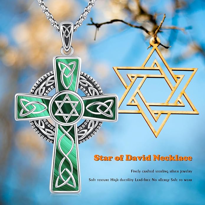Midir&Etain Celtic Cross Necklace 925 Sterling Silver Cross Pendant Necklace Celtic Viking Irish Jewelry Religious Protective Gift for Men Women
